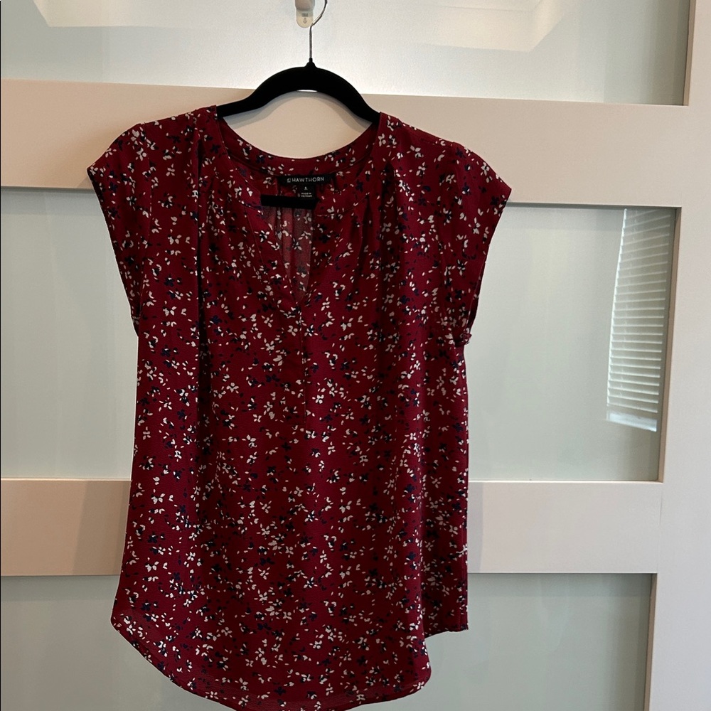 41 Hawthorn Maroon Floral Blouse
